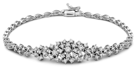 Жіночий браслет з білого золота (78 фото): моделі з жовтим металом з топазами і сапфірами, тонкі і товсті на руку, від Тіффані