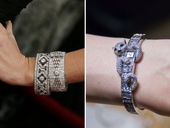 Жіночий браслет з білого золота (78 фото): моделі з жовтим металом з топазами і сапфірами, тонкі і товсті на руку, від Тіффані