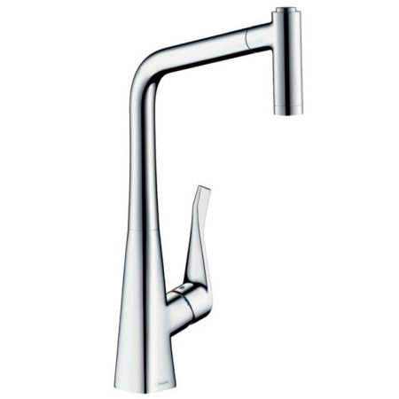 Змішувачі для кухні Hansgrohe (21 фото): моделі кухонних кранів з висувним изливом, колекція змішувачів Focus та інші