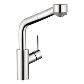 Змішувачі для кухні Hansgrohe (21 фото): моделі кухонних кранів з висувним изливом, колекція змішувачів Focus та інші