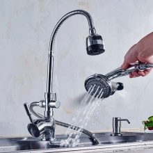 Змішувачі для кухні з висувною лійкою (42 фото): огляд кухонних змішувачів з витяжним виливом, кранів з довгим шлангом і душем